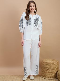 ZUMMER - Cotton Embroidered Off White Co-Ord Set