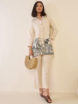 ZUMMER - Cotton Embroidered Off White Co-Ord Set