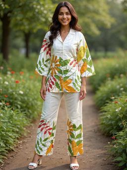 ZUMMER - Off White Cotton Printed Co-Ord Set