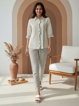 ZUMMER - Cotton Embroidered Off White Co-Ord Set