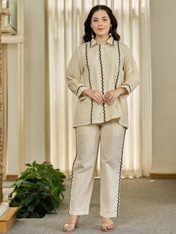 ZUMMER - Cotton Off White Full Sleeves Co-Ord Set