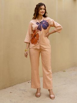 ZUMMER - Embroidered Peach Co-Ord Set