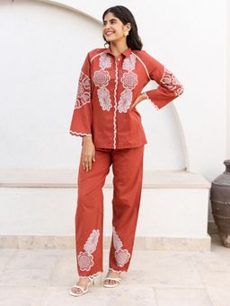 ZUMMER - Embroidered Rust Co-Ord Set