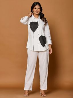 ZUMMER - Cotton Printed White Co-Ord Set