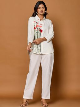 ZUMMER - Embroidered White Full Sleeves Co-Ord Set