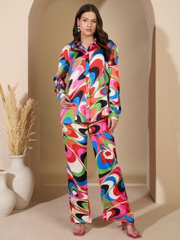 ZUMMER - Multi-Color Printed Satin Co-Ord Set