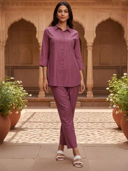 ZUMMER - Mauve Embroidered Co-Ord Set