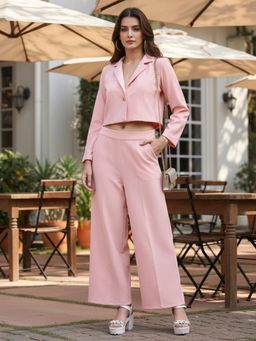 Sera - Women Solid Regular Mid-Rise Flat-Front Light Pink Trouser