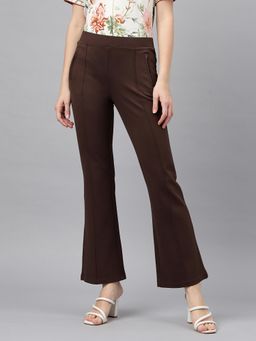 Latin Quarters - Women Brown Solid Full Length High Rise Trouser