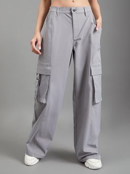 Go Colors - Polyester Ebony Grey Cargo Pant