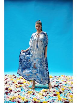CINCIN Fashion - Blue Vintage Print Long Kaftan