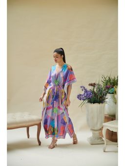 CINCIN Fashion - Purple Printed Long Kaftan
