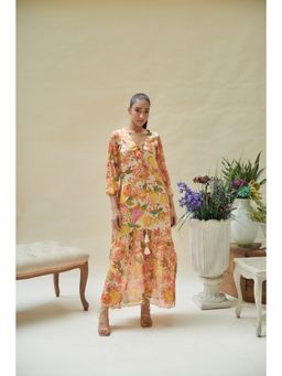 CINCIN Fashion - Pear Printed Empire Line Long Dress