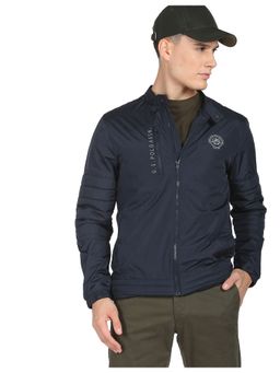 U.S. Polo Assn. Denim Co. - Men Navy Blue High Neck Solid Jacket
