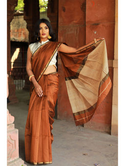 BEGUM BELIYA - Fine Brown Maheswari with Unstitched Blouse