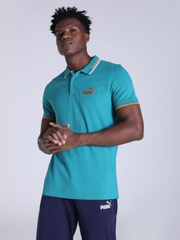 Puma - Collar Tipping Mens Green T-shirt