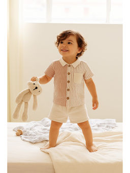 FURR BALLS - Striped Organic Striped Shirt And Shorts