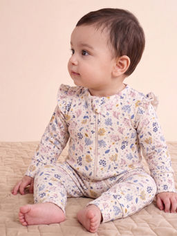 Oh My Bebe - Organic Cotton Zoo Friends Print Baby Romper