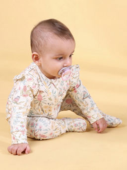 Oh My Bebe - Organic Cotton Aviary Garden Print Baby Romper