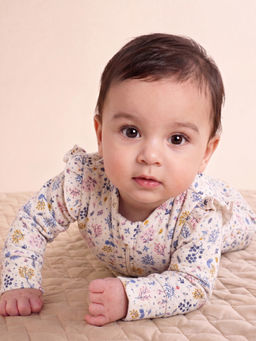Oh My Bebe - Organic Cotton Dusk Floral Print Baby Romper