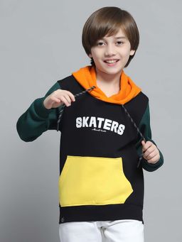 Monte Carlo - Boys Printed Navy Blue Hooded Neck Full Sleeve Hoodie