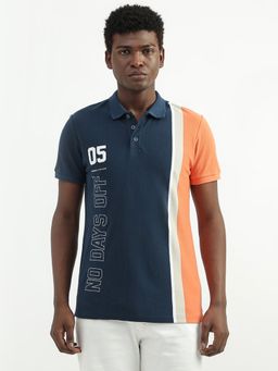 United Colors of Benetton - Cotton Printed Polo Collar Men T-Shirt-Navy Blue