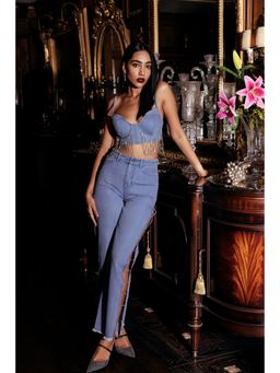 Lea Clothing - Irene High Waist Rhinestone Jeans