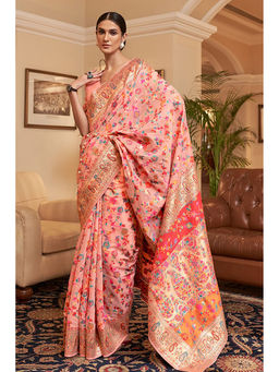SGF11 - Peach Kanjivaram Silk Saree with Unstitched Blouse