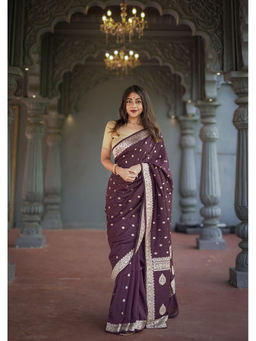 Anjaneya Sarees - Purple Woven Banarasi Silk Kanjivaram Saree with Unstitched Blouse