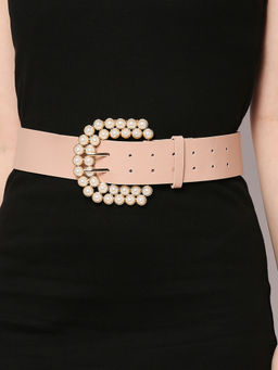 Twenty Dresses by Nykaa Fashion - Pink Pearl Embellished Bucke Belt