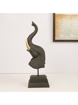 HomeTown - Miraya Polyresin Modern Elephant Face Figurine In Black and Gold