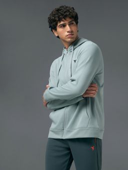 Technosport - Men Solid Light Blue Slim Fit Hooded Sports Jacket