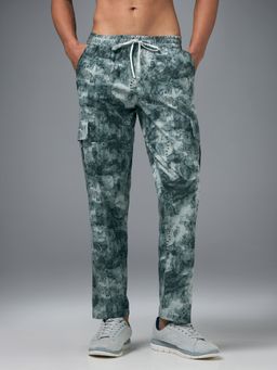 Technosport - Lytra Men's Green Printed Straight Fit Sports Cargo Track Pant