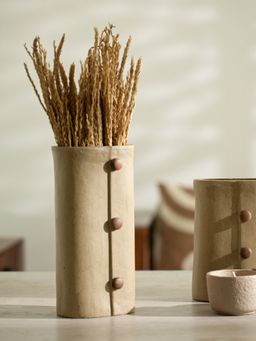 Ellementry - Niraan Ecomix Vase for Living Room and Home Decor with Wooden Beads (Tall)