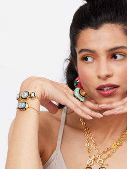 Isharya - Kefi Black Enamel Bracelet In 18K Gold Plated