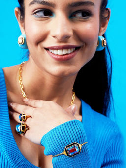 Isharya - Ikigai Black Enamel Bracelet In 18K Gold Plated