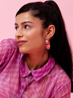 Isharya - Amour Resin Slender Hoops In 18K Gold Plated