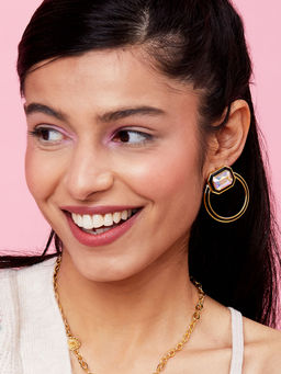 Isharya - Meraki Black Enamel Studs In 18K Gold Plated