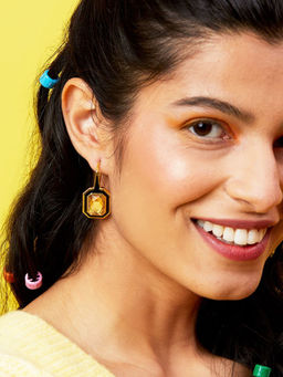 Isharya - Soleil Black Enamel Drop Earrings In 18K Gold Plated