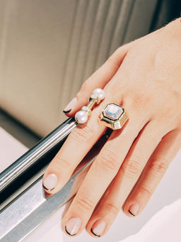 Isharya - Coppola Pearl & Abalone Open Ring In 18K Gold Plated