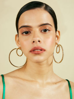 Isharya - Cz Swirl Hoop Earrings In 18K Gold Plated