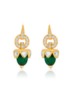 Isharya - Inayat Cz Hydro Emerald & Mirror Shimmering Earrings In 18K Gold Plated