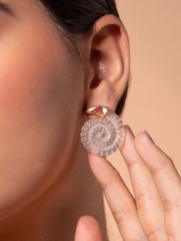 Isharya - Seashell Rock Crystal Studs In 18KT Gold Plating