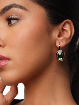 Isharya - B-dazzle Green Crystal Drop Earrings In 18Kt Gold Plated