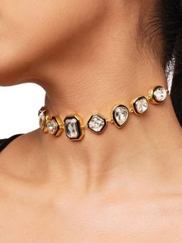 Isharya - Bougie White Gold Crystal Choker In 18Kt Gold Plated