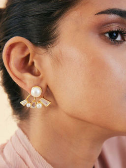 Isharya - Angel Dust Baguette Mirror Front-Back Earrings In 18K Gold Plated