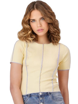 ONLY - Women Solid Yellow T-shirt
