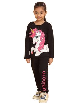 Trampoline - Black Cotton Blend T-Shirt with Joggers