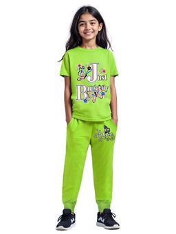 Trampoline - Green Cotton Blend T-Shirt with Joggers