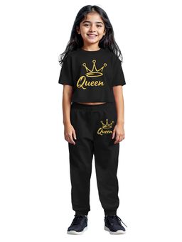 Trampoline - Black Cotton Blend T-Shirt with Joggers